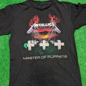 Metallica Master Of Puppets T-shirt Medium Short Sleeve Black Vtg.a30
